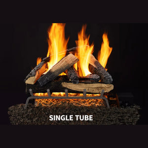 Outdoor kindled stack gas log set