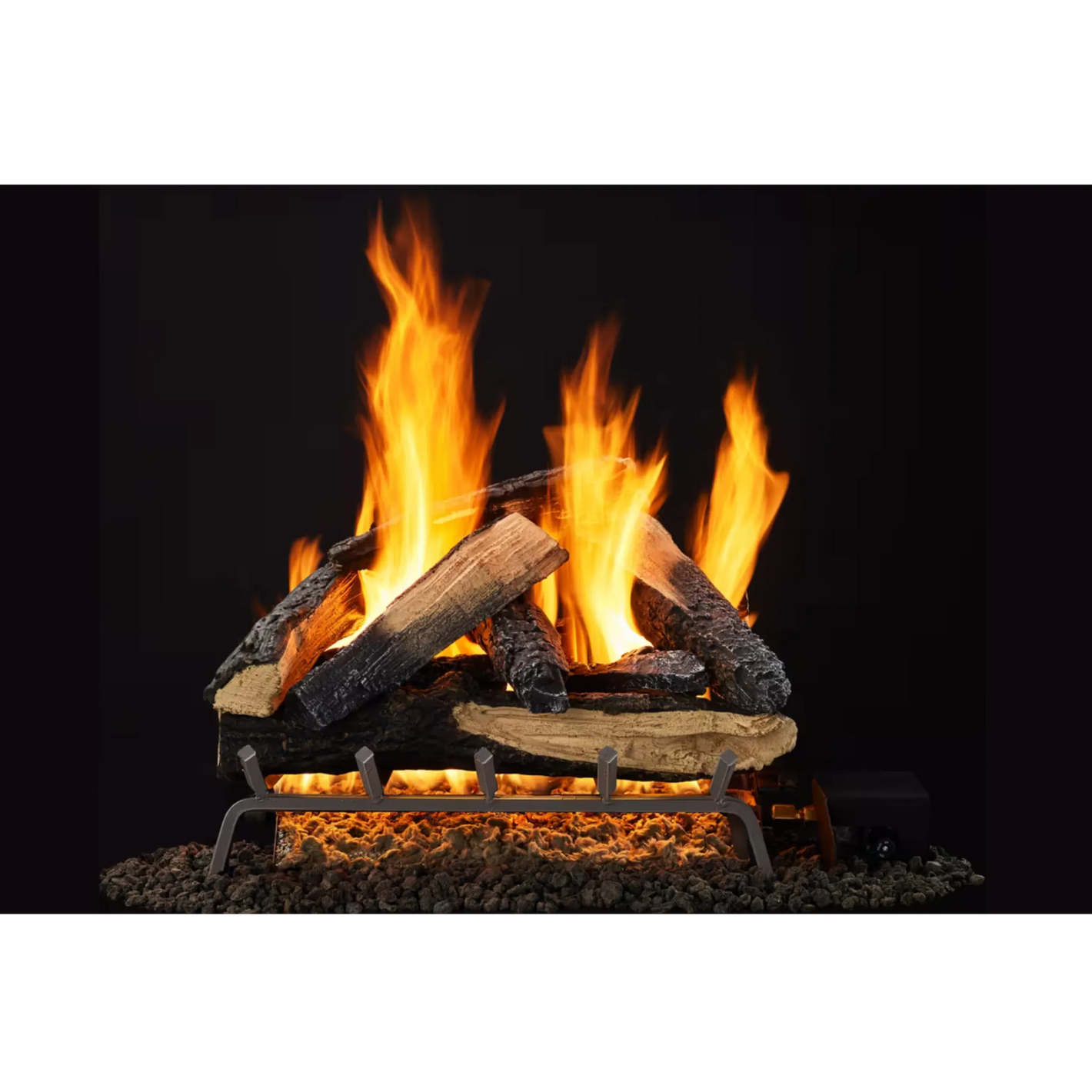 Outdoor kindled stack gas log set