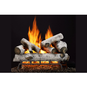 Outdoor woodland birch vented gas log set