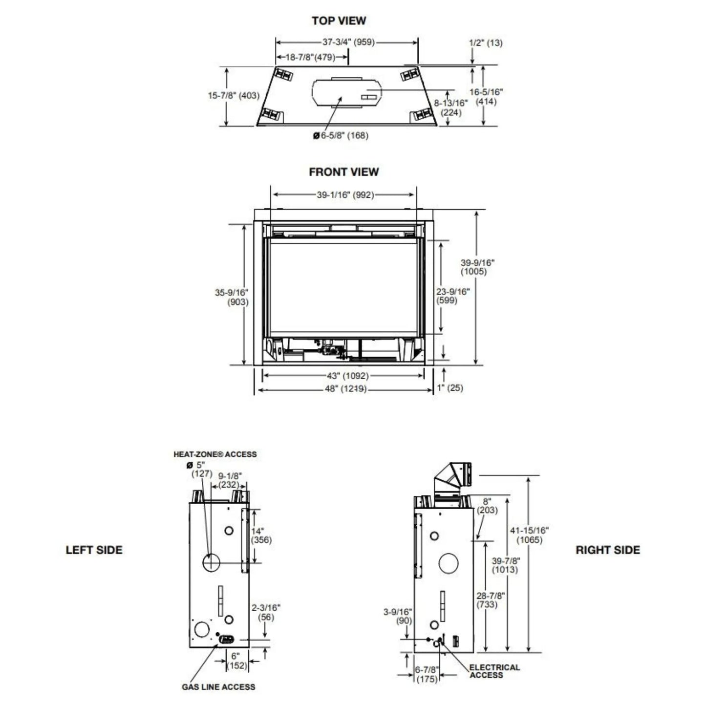 Quartz direct vent gas fireplace - 42 inch