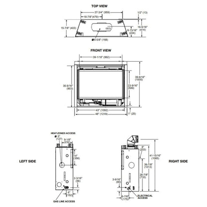 Quartz direct vent gas fireplace - 42 inch