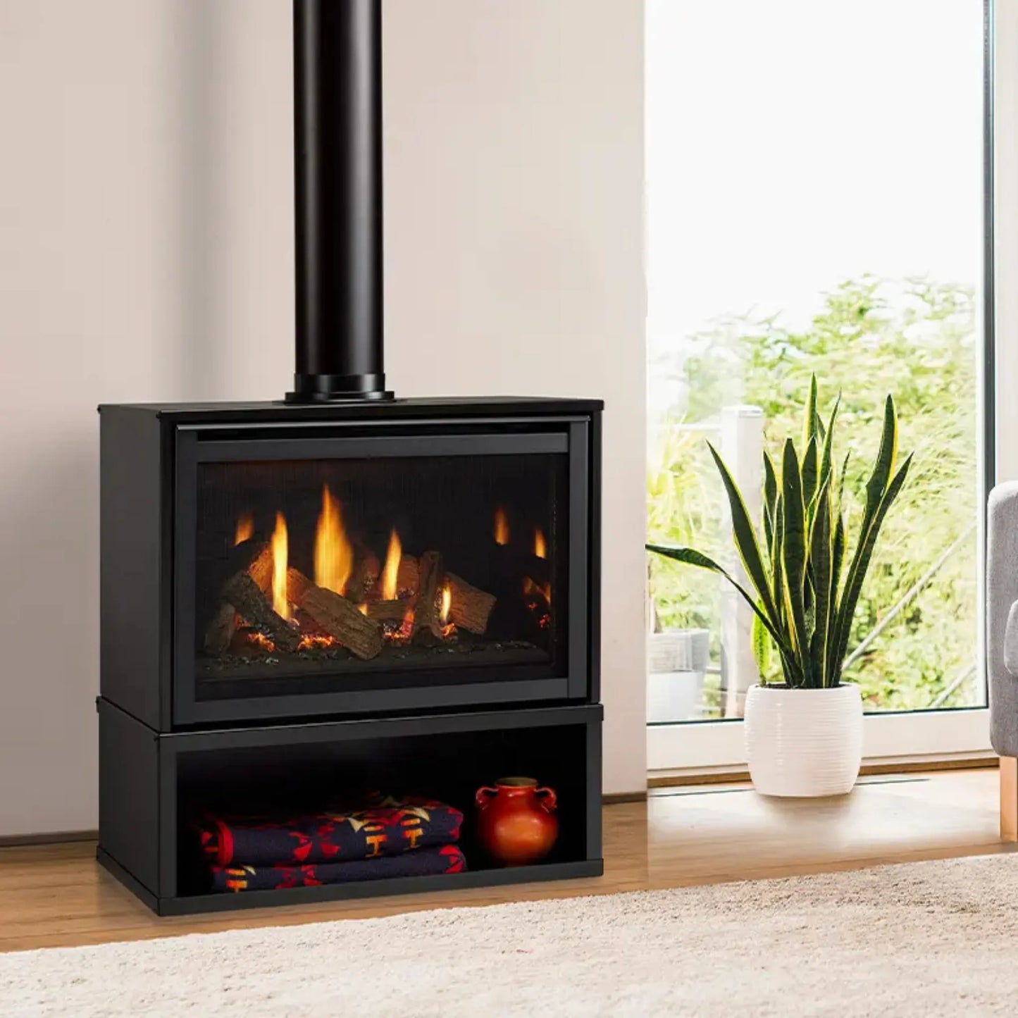 Ruby freestanding gas fireplace
