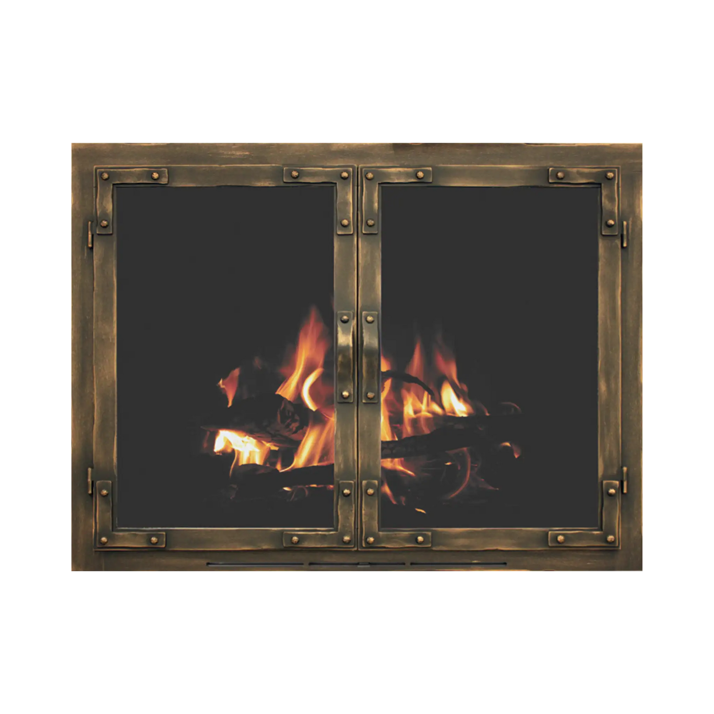 Rustic fireplace doors