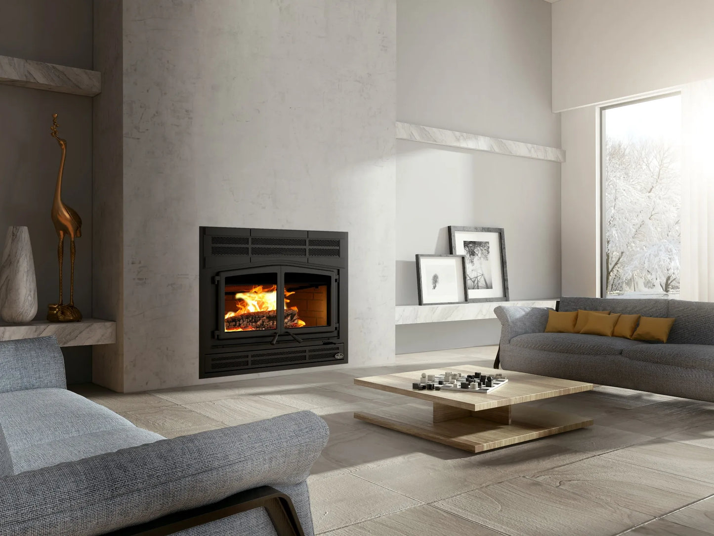 Horizon wood fireplace
