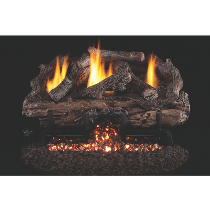 Charred aged split ventless gas log set