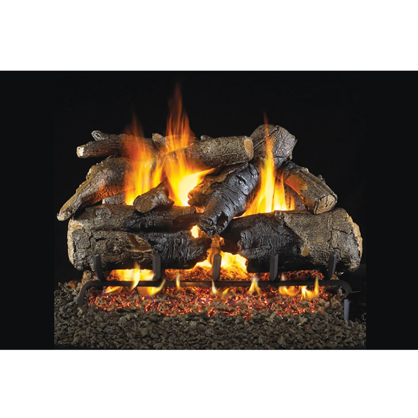Charred american oak vented gas log set