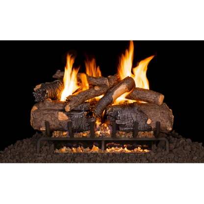 Charred american oak vented gas log set