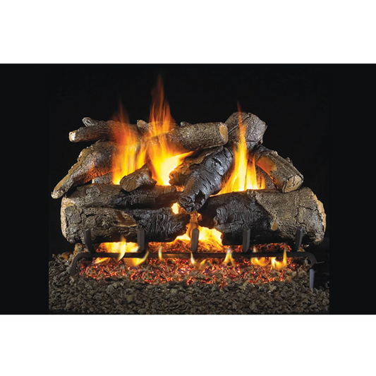 Charred american oak vented gas log set
