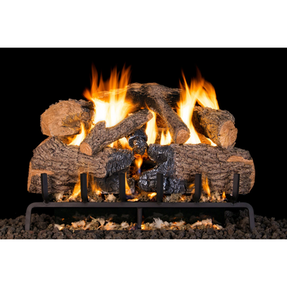 Charred angel oak vented gas log set