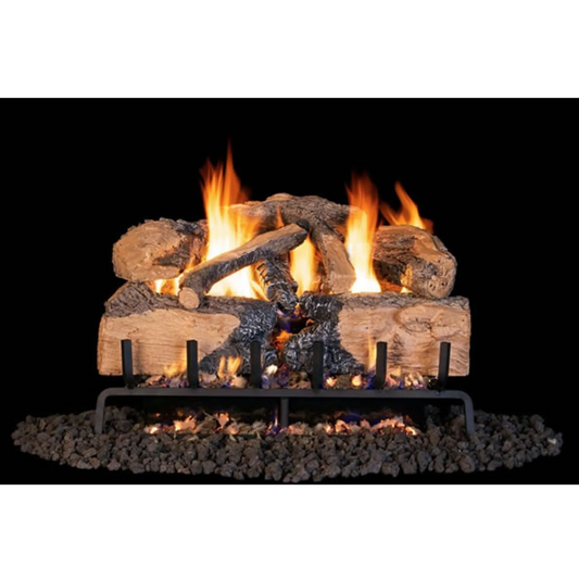 Charred angel split oak vented gas log set