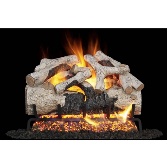 Charred burnt aspen vented gas log set