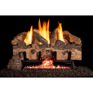 Charred gnarled split vent free gas log set