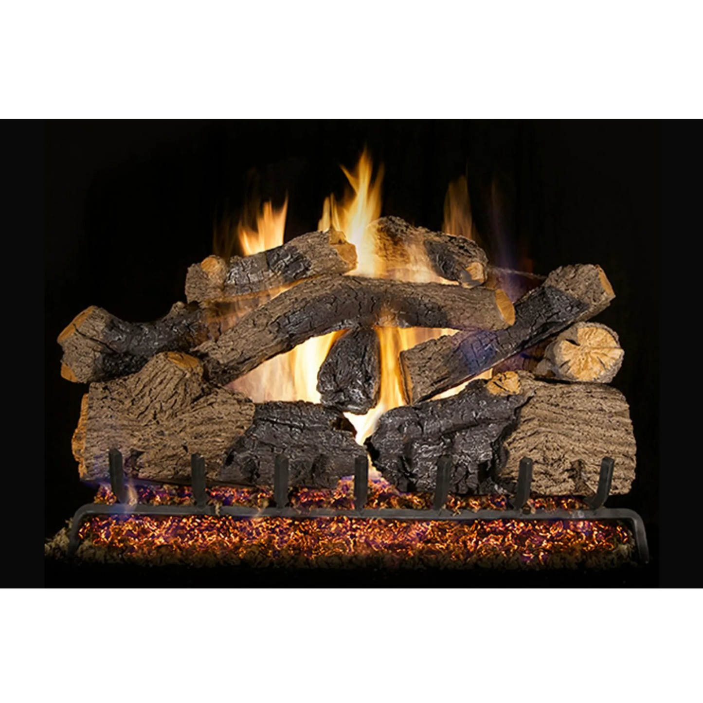 Charred grizzly oak vented gas log set