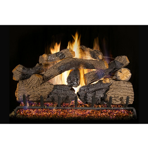 Charred grizzly oak vented gas log set