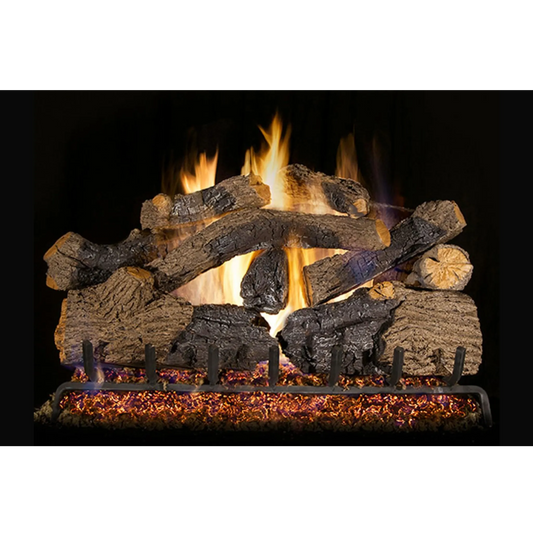 Charred grizzly oak vented gas log set