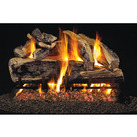 Charred rugged split oak ANSI vented gas log set