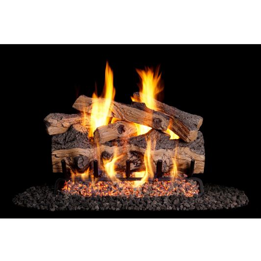 Gnarled split oak outdoor vented gas log set