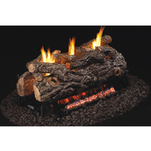 Golden oak designer vent free gas log set