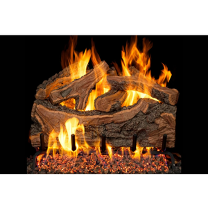Rugged forest split vented gas log set