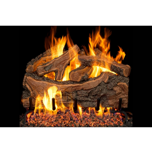 Rugged forest split vented gas log set