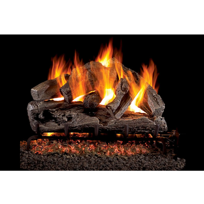 Rugged oak outdoor vented gas log set