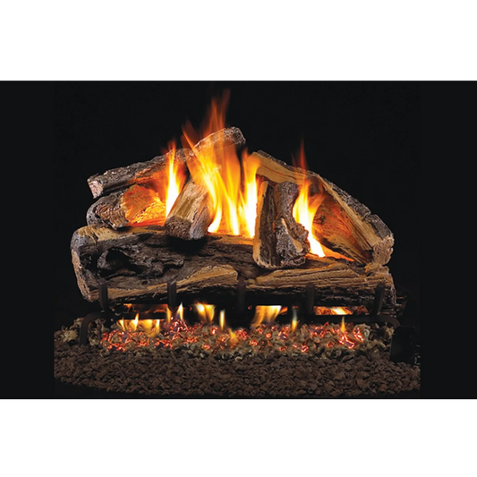 Rugged split oak vented gas log set