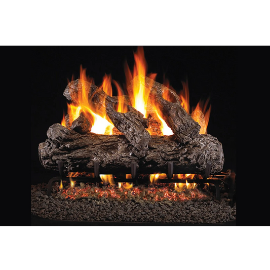 Rustic oak ANSI vented gas log set