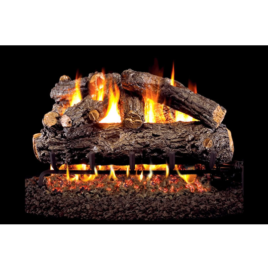 Rustic oak designer ANSI vented gas log set