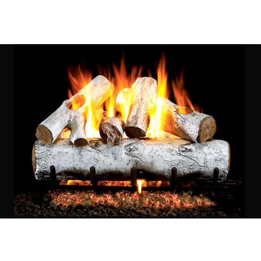 White birch vented gas log set
