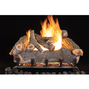 Smoky weathered oak outdoor vented gas logs